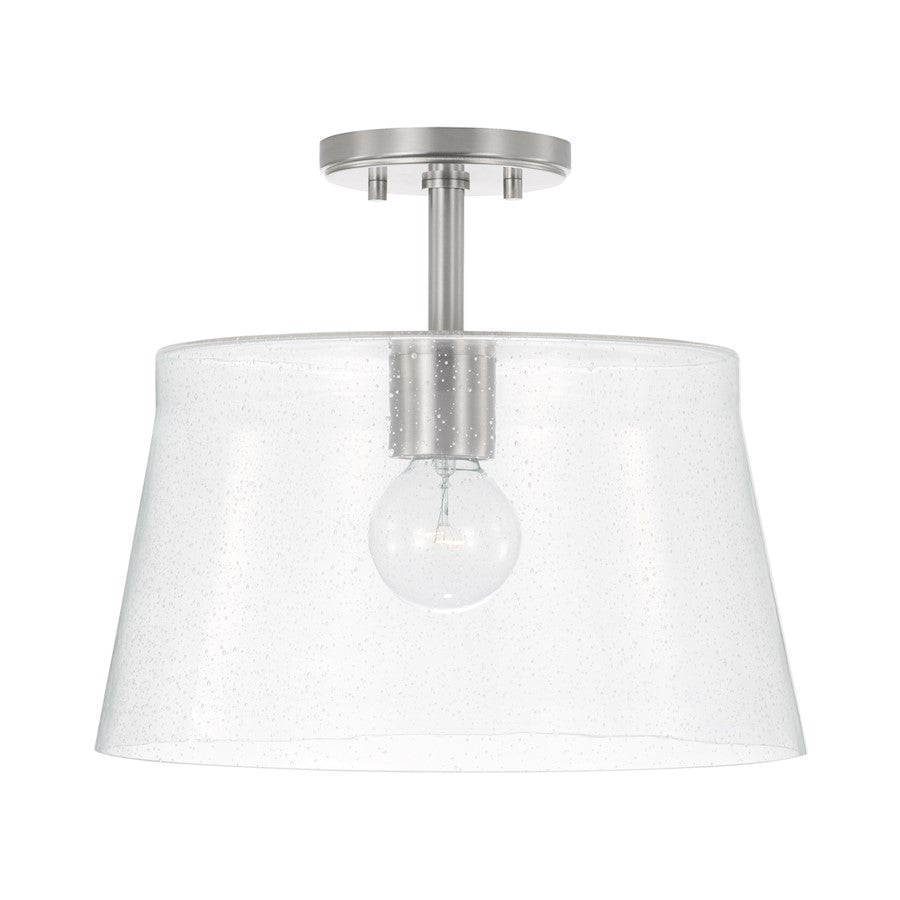 Capital Lighting Baker 1 Light 14" Pendant, Nickel/Clear Seeded - 246911BN