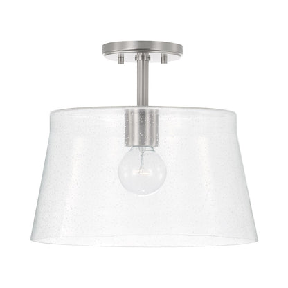 Capital Lighting Baker 1 Light 14" Pendant, Nickel/Clear Seeded - 246911BN
