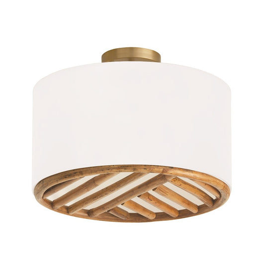 Capital Lighting Soleil 3 Light Semi Flush Mount, Brass/White Fabric - 247431MA