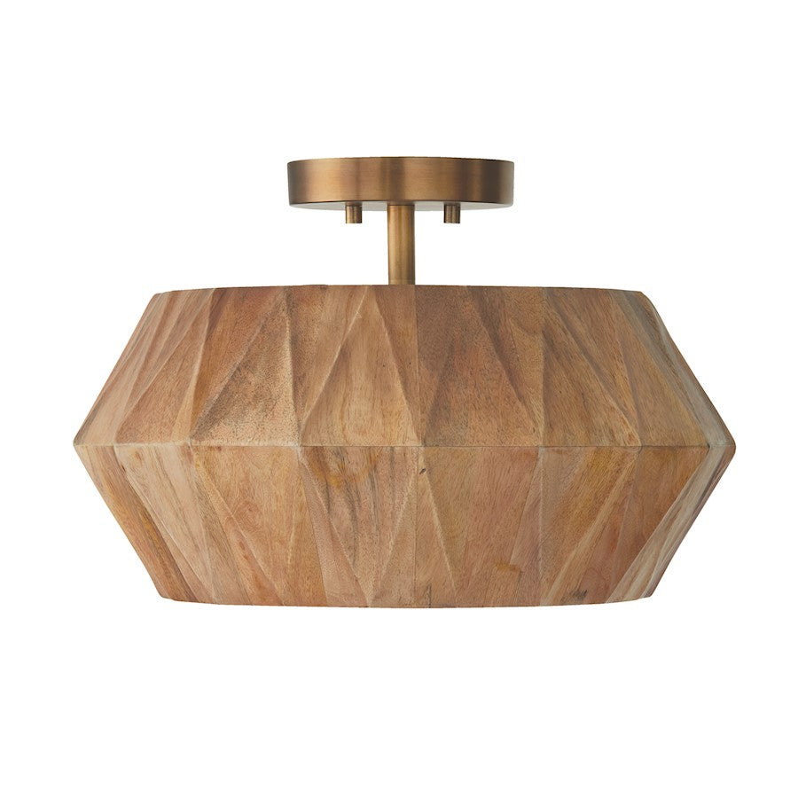 Capital Lighting Nadeau 1 Semi Flush Mount, Wood/Patinaed Brass - 251011LW