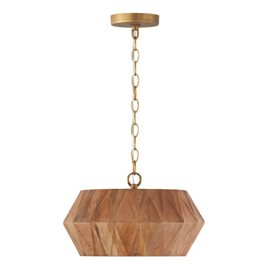 Capital Lighting Nadeau 1 Semi Flush Mount, Wood/Patinaed Brass