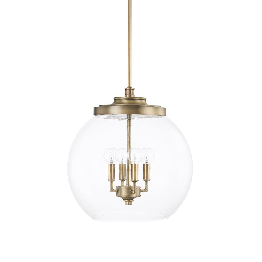 Capital Lighting Mid-Century 4 Light Pendant, Aged Brass - 321142AD