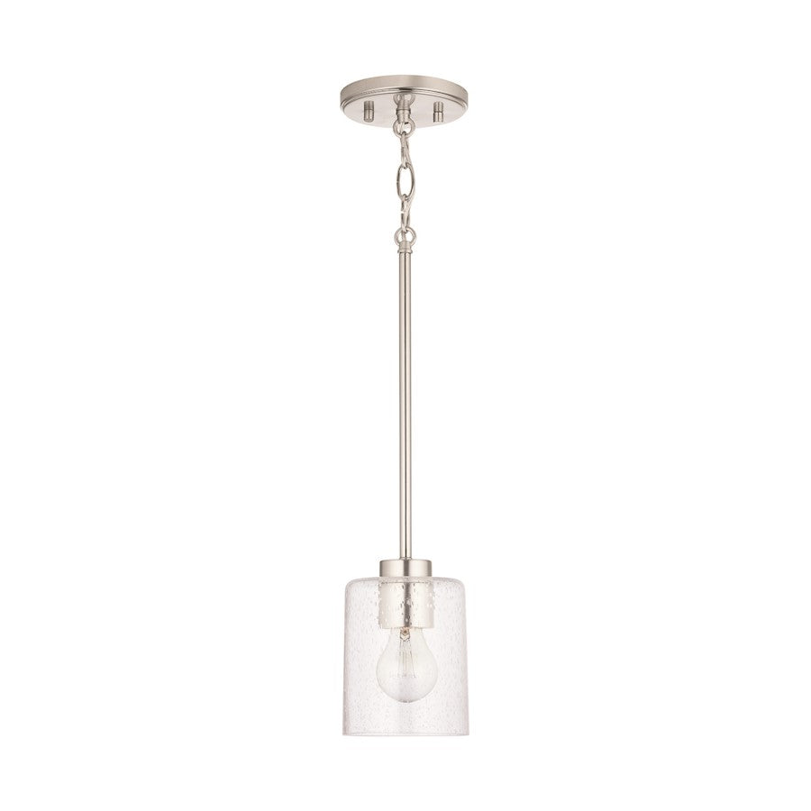 Capital Lighting Greyson 1-Light Pendant, Brushed Nickel/Clear - 328511BN-449