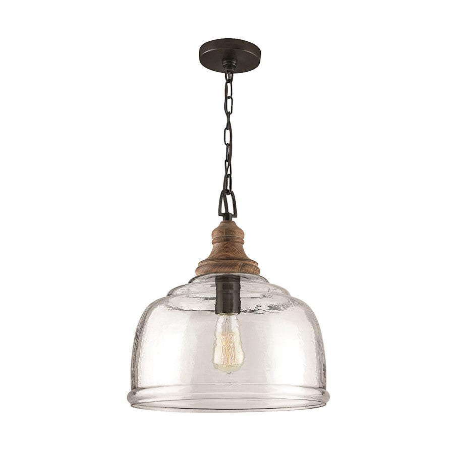 Capital Lighting Julian 1 Lt Pendant, Grey/Iron Silk/Clear Rippled - 330318YG