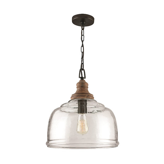 Capital Lighting Julian 1 Lt Pendant, Grey/Iron Silk/Clear Rippled - 330318YG