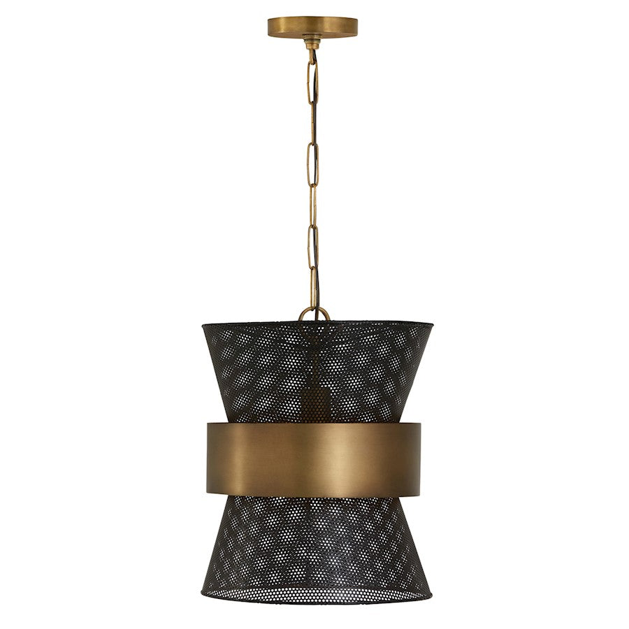 Capital Lighting Loren 1 Light Pendant, Patinaed Brass/Black - 330417PK