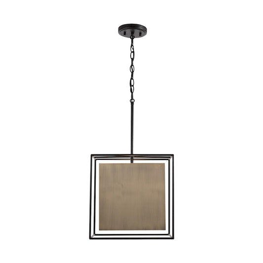 1 Light Pendant, Aged Brass and Black