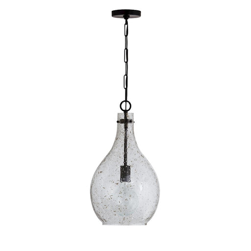Capital Lighting 1 Light Pendant, Black with Stone Seeded Glass - 333813MB-472