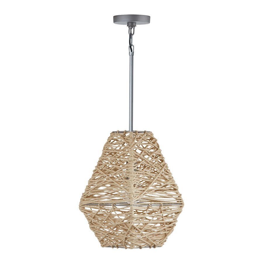 Capital Lighting 1 Light Pendant, Natural Jute and Grey - 335213NY