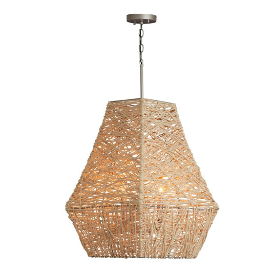 4 Light Pendant, Natural Jute and Grey