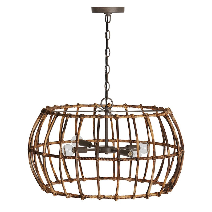 Capital Lighting Sanibel 4 Light Pendant, Blazed Rattan/Nordic Grey - 335742BY