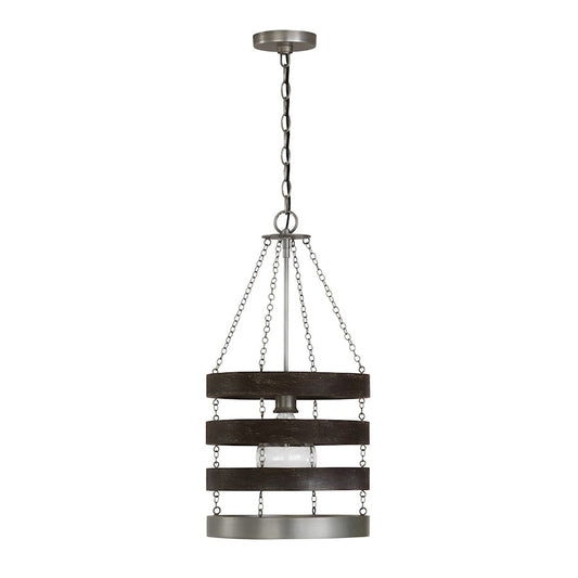 Capital Lighting Ashton 1 Light Small Pendant, Carbon Grey/Nickel - 335811CM