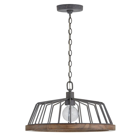 Capital Lighting 1 Light Pendant, Grey Wash/Iron - 336211GL