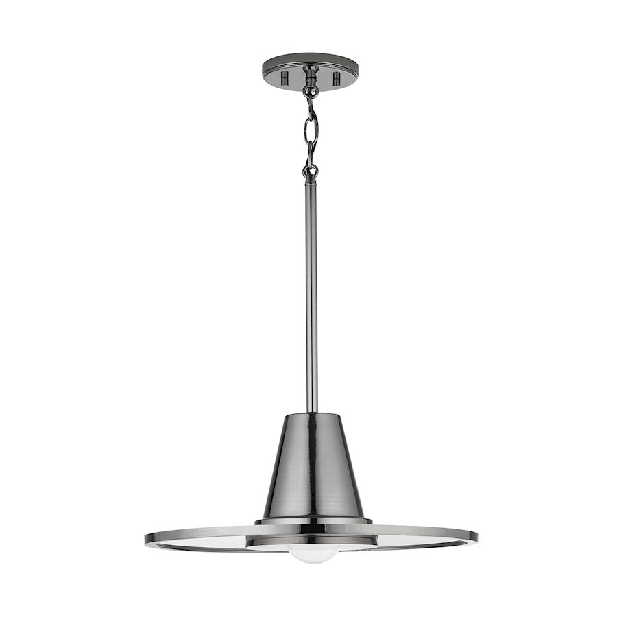 Capital Lighting 1-Light Pendant, Black Chrome/Clear Acrylic Disc - 338011BC