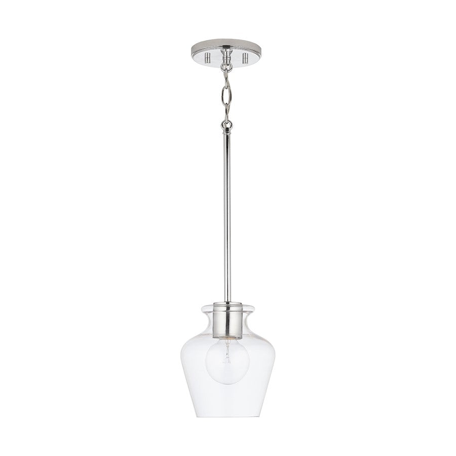 Capital Lighting Danes 1-Light Pendant, Chrome/Clear - 338111CH-489