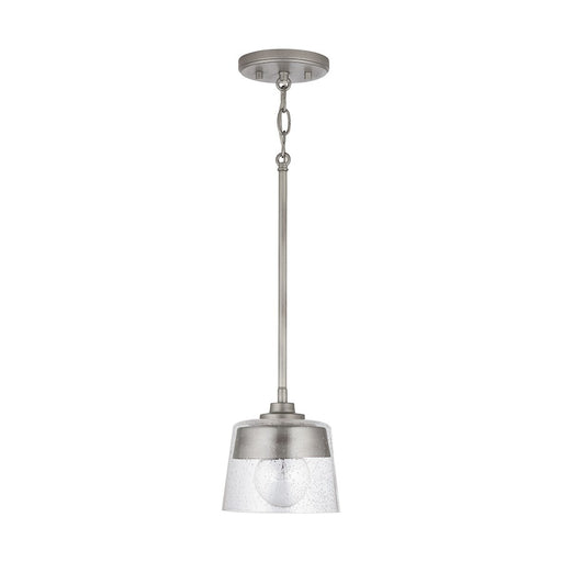 Capital Lighting Decker 1-Light Small Pendant, Washed Grey/Clear - 338211WY