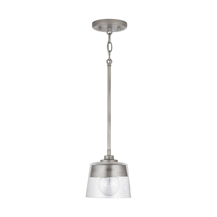 Capital Lighting Decker 1-Light Small Pendant, Washed Grey/Clear - 338211WY