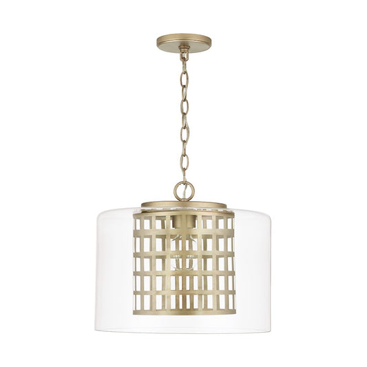 Capital Lighting 1-Light Pendant, Aged Brass Painted/Clear - 338318AP