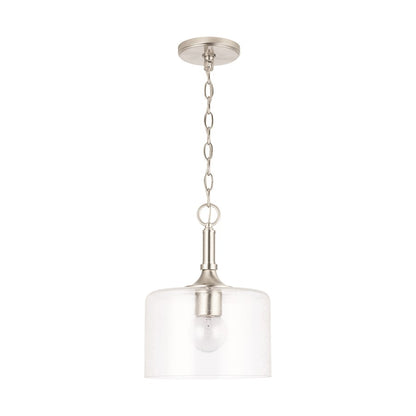 Capital Lighting Carter 1-Light Pendant, Brushed Nickel/Clear Seeded - 339311BN