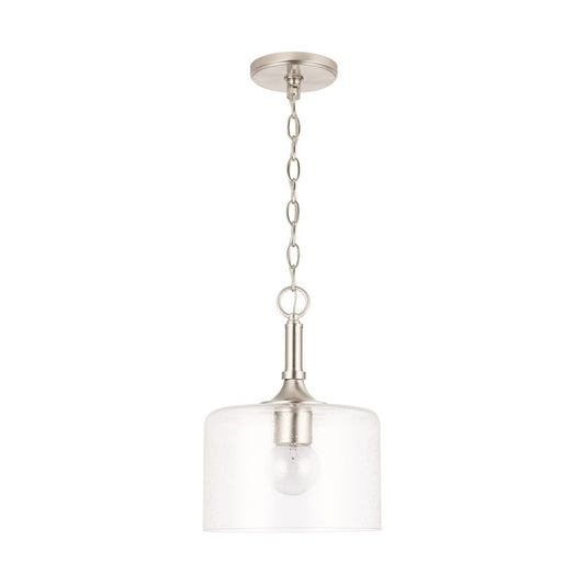 Capital Lighting Carter 1-Light Pendant, Brushed Nickel/Clear Seeded - 339311BN