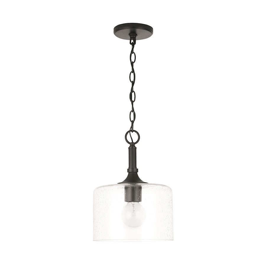 Capital Lighting Carter 1-Light Pendant, Matte Black/Clear Seeded - 339311MB