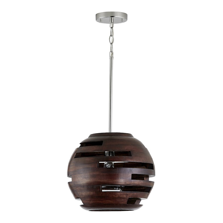 Capital Lighting Dalton 1-Light Small Pendant, Dark Wood/Nickel - 339912DN