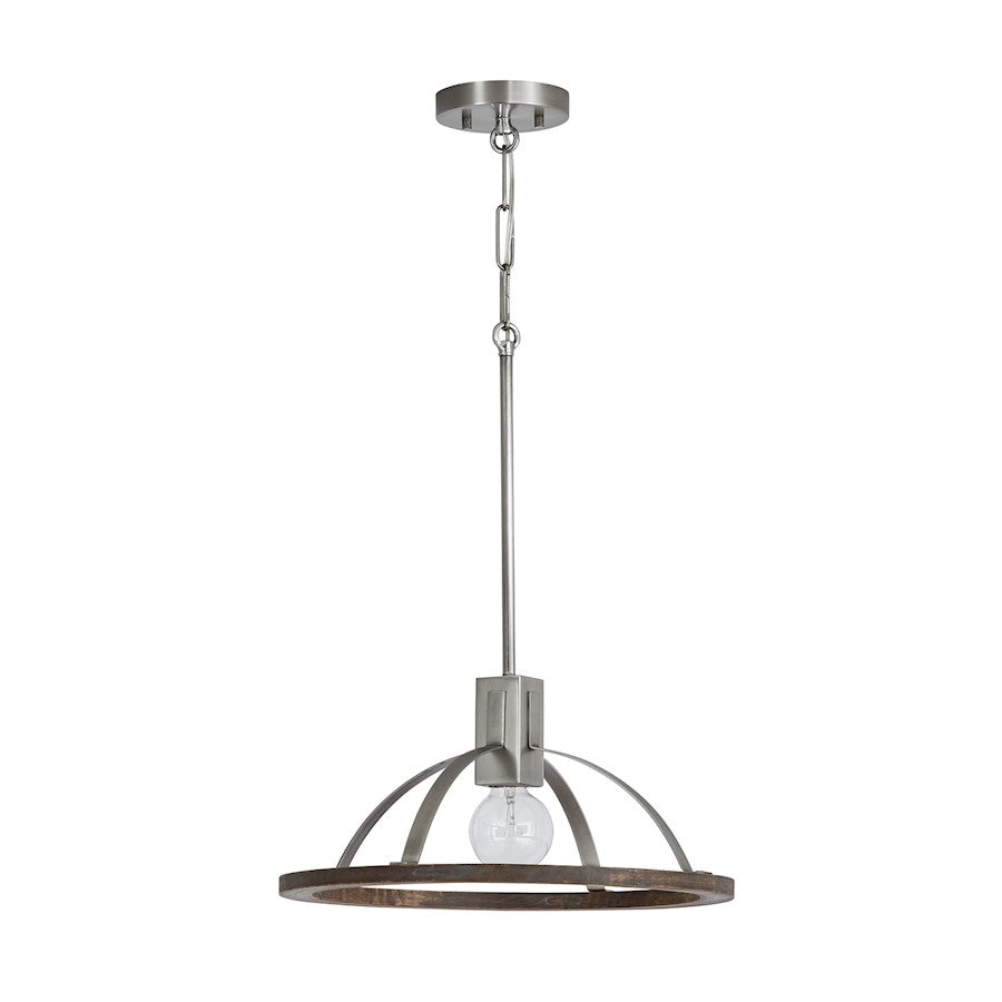 Capital Lighting Hugo 1-Light Small Pendant, Grey Wash Matte Nickel - 340111GN