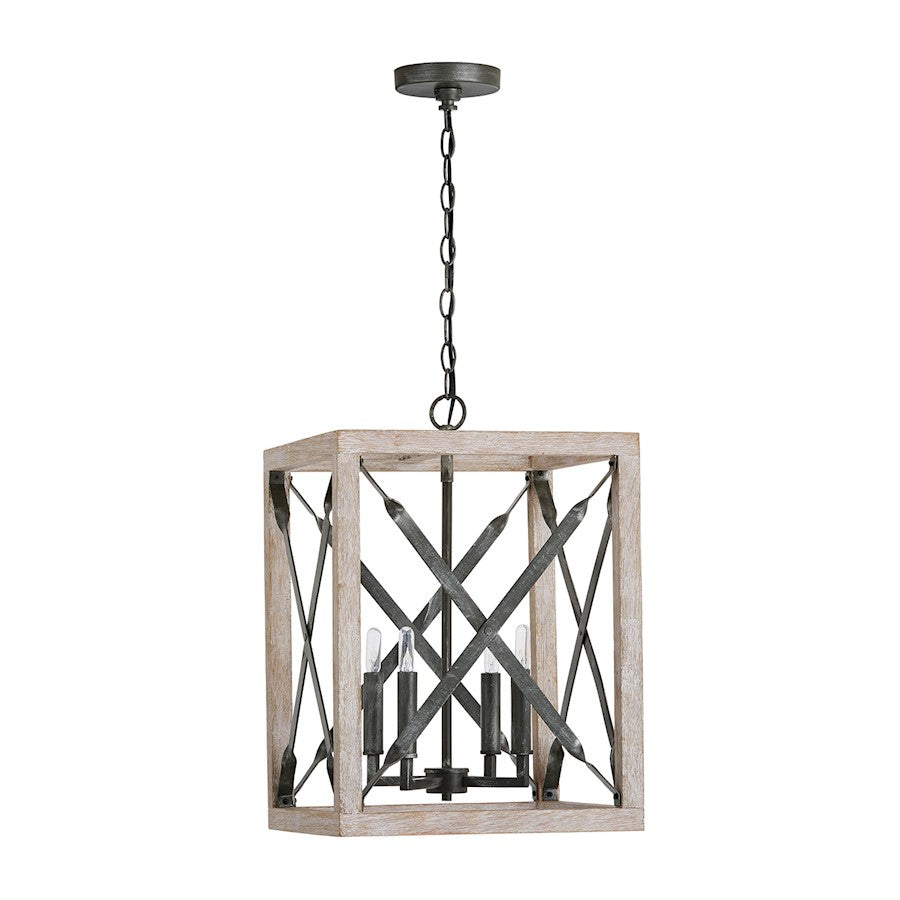 Capital Lighting Remi 4-Light Pendant, Brushed White Wash Nordic Iron - 340441WN