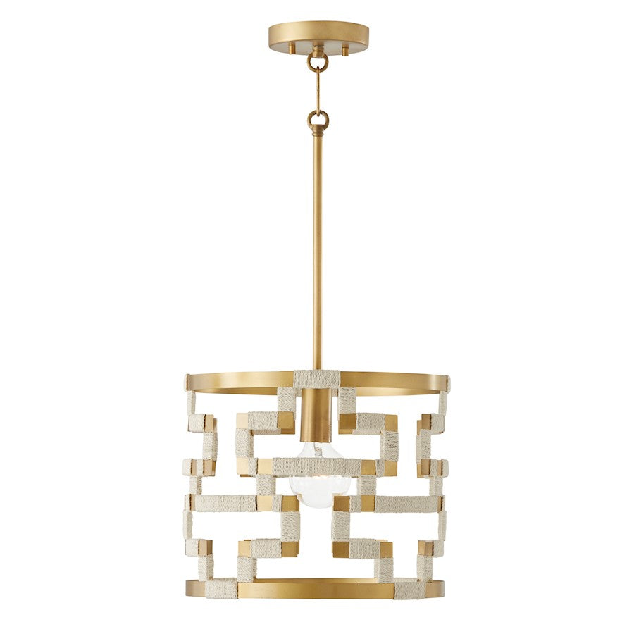 Capital Lighting Hala 1 Light Pendant, Bleached Natural Jute/Brass - 341011NL