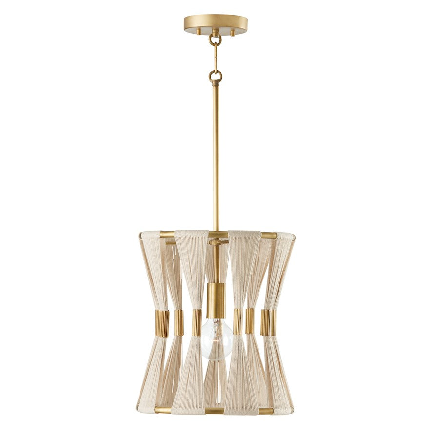 Capital Lighting Bianca 1 Light Pendant, Natural Rope/Patinaed Brass - 341111NP