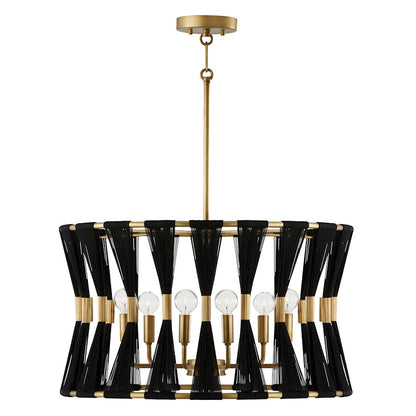 Capital Lighting Bianca 6 Light Pendant, Black Rope/Patinaed Brass - 341161KP