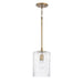 Capital Lighting Emerson 1 Light Pendant, Aged Brass/Embossed Seeded - 341311AD