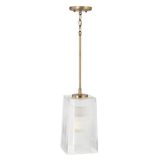 Capital Lighting Lexi 1 Light Pendant in Aged Brass/Clear Fluted - 341711AD