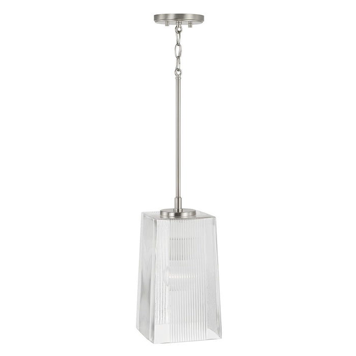 Capital Lighting Lexi 1 Light Pendant in Brushed Nickel/Clear Fluted - 341711BN