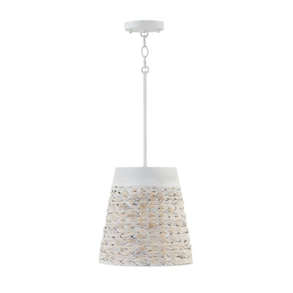 Capital Lighting Tallulah 1 Light Pendant, Chalk Wash - 343911HW