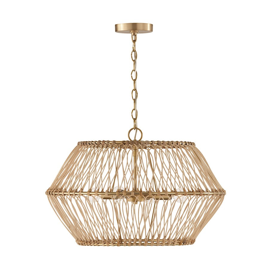 Capital Lighting Wren 4 Light Pendant, Brass/Natural - 344142MA