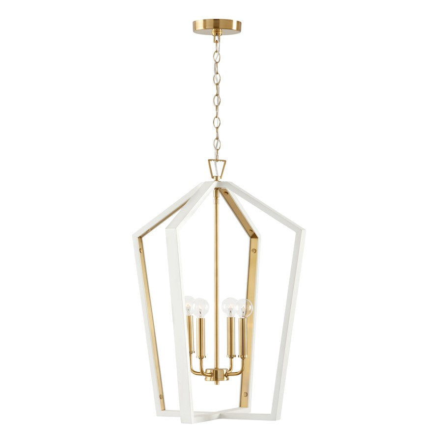 Capital Lighting Maren 4 Light Pendant, Flat White/Matte Brass - 344541WM