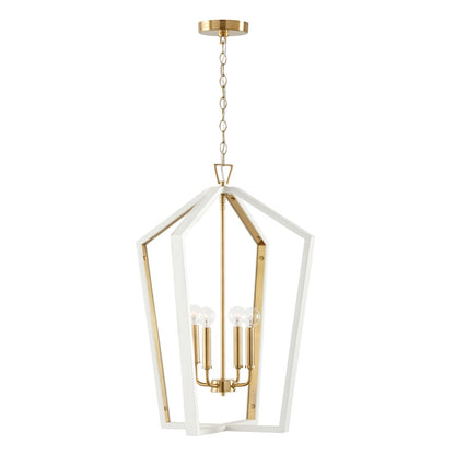 Capital Lighting Maren 4 Light Pendant, Flat White/Matte Brass - 344541WM