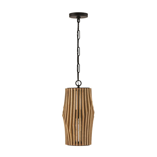 Capital Lighting Archer 1 Light Pendant, Wood/Black - 344613WK