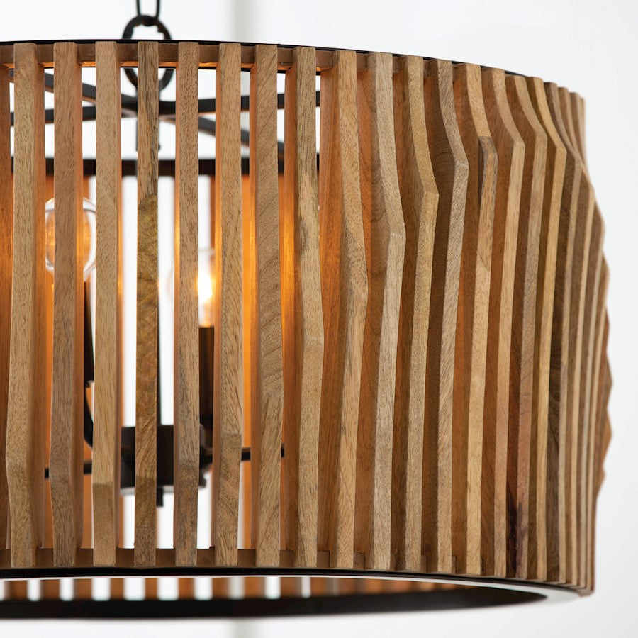 4 Light Pendant, Light Wood