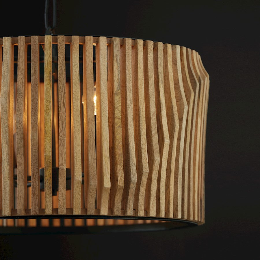 4 Light Pendant, Light Wood