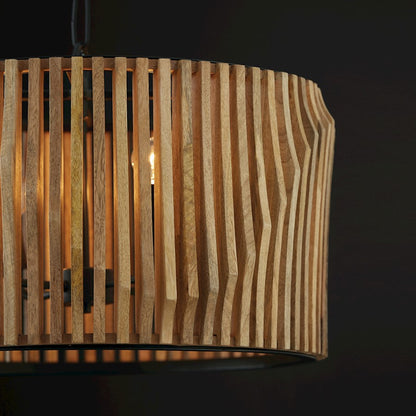 4 Light Pendant, Light Wood