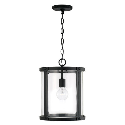 Capital Lighting Brennen 1 Light Pendant, Black Iron/Clear - 344911BI