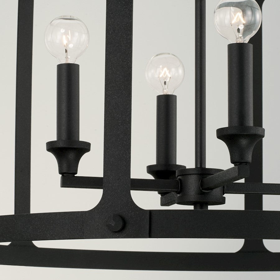 4 Light Pendant, Black Iron