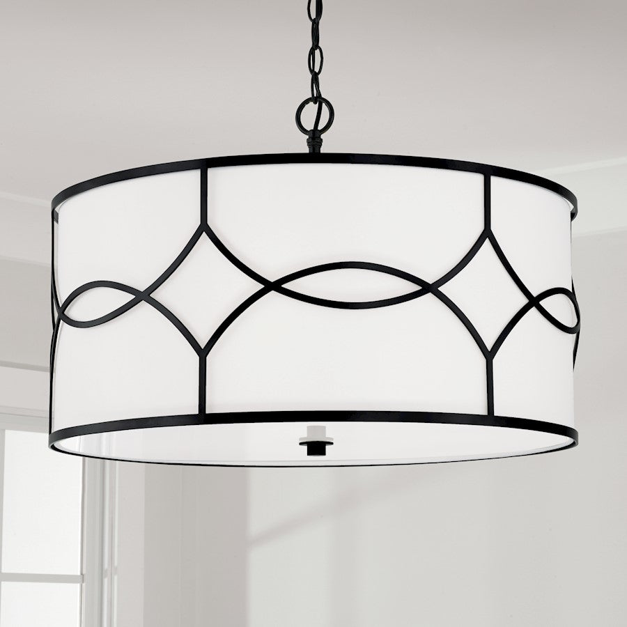 4 Light 24" Pendant, Matte Black