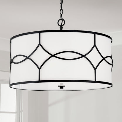 4 Light 24" Pendant, Matte Black