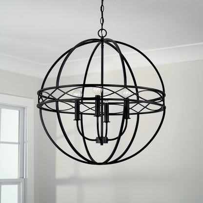 4 Light 26" Pendant, Matte Black