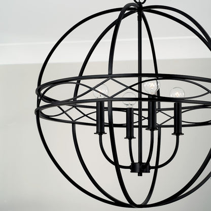 4 Light 26" Pendant, Matte Black