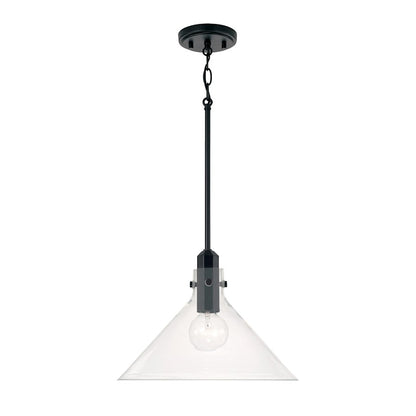 Capital Lighting Greer 1 Light Pendant, Matte Black/Clear - 345811MB