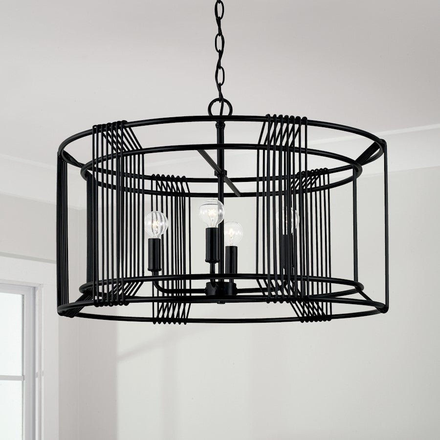 4 Light Pendant, Matte Black